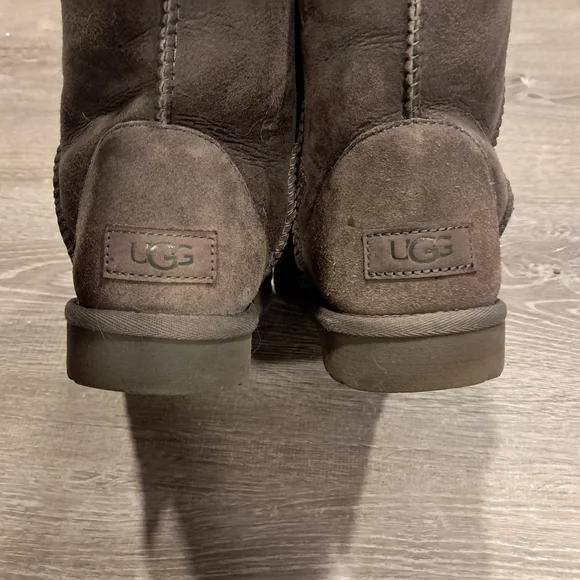UGG Gray Sheepskin Suede Women's Boots - Picture 7 of 10
